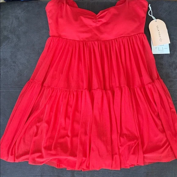 New Blogilates Women's Sweetheart Babydoll Dress - Red - Picture 6 of 11